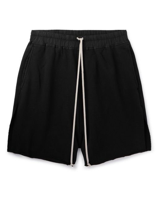 Rick Owens Black Garment-dyed Cotton-jersey Drawstring Shorts for men