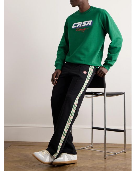 Casablancabrand Green Casa Racing 3d Logo-appliquéd Organic Cotton-jersey Sweatshirt for men