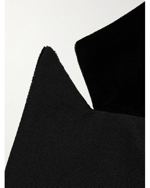 Mr P. Black Slim-Fit Twill-Trimmed Cotton-Velvet Tuxedo Jacket for men