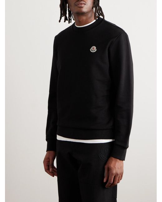 Moncler Black Logo-appliquéd Cotton-jersey Sweatshirt for men