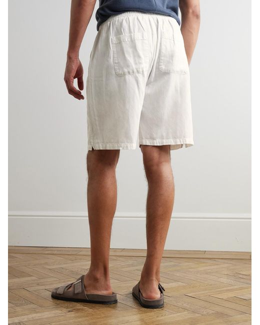 Frescobol Carioca White Sergio Straight-Leg Cotton-Blend Drawstring Shorts for men