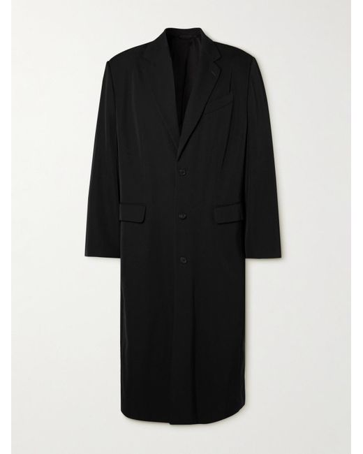 Balenciaga Black Oversized Logo-appliquéd Cotton-drill Coat for men