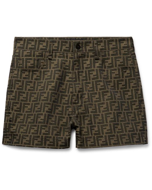 Fendi Brown Logo-jacquard Shorts for men