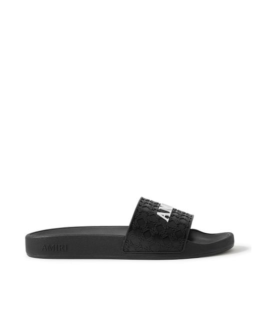 Amiri Black Logo-Appliquéd Embossed Rubber Slides for men
