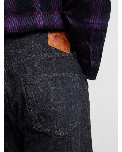 Fullcount Black 0105Bk Straight-Leg Selvedge Jeans for men