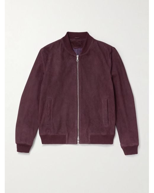 Suede Bomber Jacket di Mr P. in Purple da Uomo