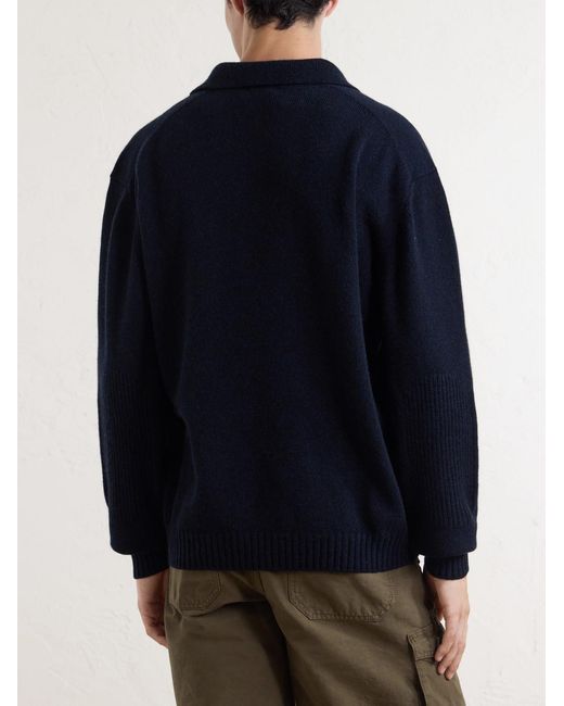 Sease Blue Cashmere Wool-Blend Polo Sweater for men