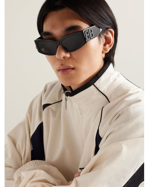Balenciaga Sonnenbrille mit rechteckigem Rahmen aus Azetat mit Logoverzierung in Black für Herren