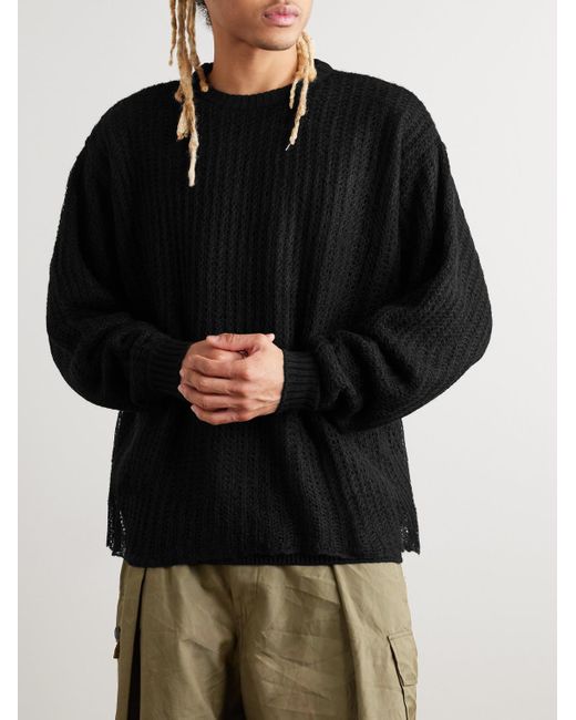 (w)taps Black Layered Intarsia-knit Sweater for men