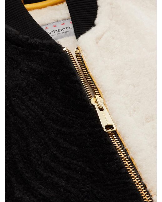 Marni Black Carhartt Wip Logo-Detailed Colour-Block Shearling Gilet for men
