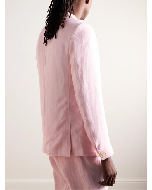 Oliver Spencer Pink Wyndhams Unstructured Linen Suit Jacket for men