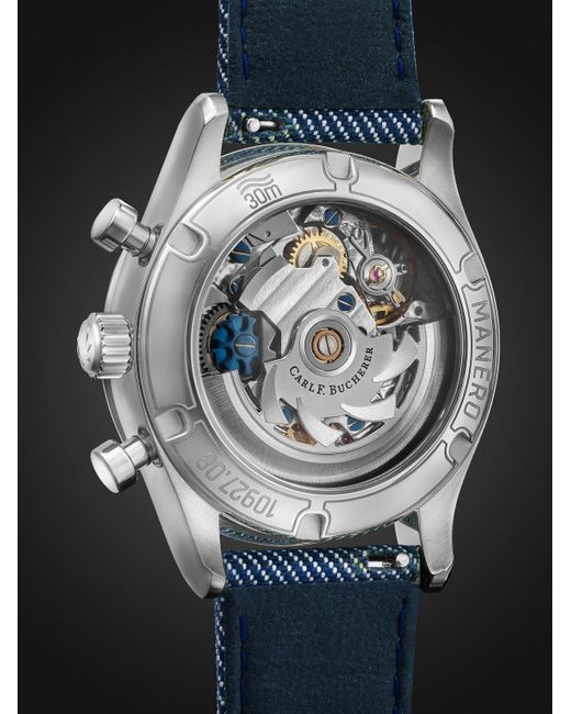 CARL F BUCHERER Blue Manero Flyback Automatic Chronometer Stainless Steel Watch, Ref. 00.10927.08.13.03 for men