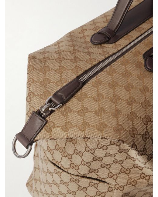 Gucci Natural Medium Monogrammed Canvas And Leather Duffle Bag for men