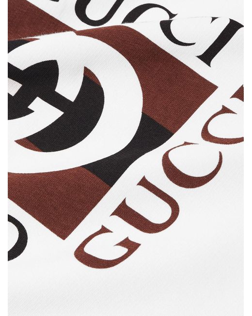 Gucci White Logo-print Cotton-jersey Sweatshirt for men
