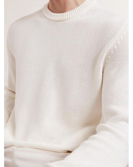 Slowear White Slim-fit Cotton Sweater for men