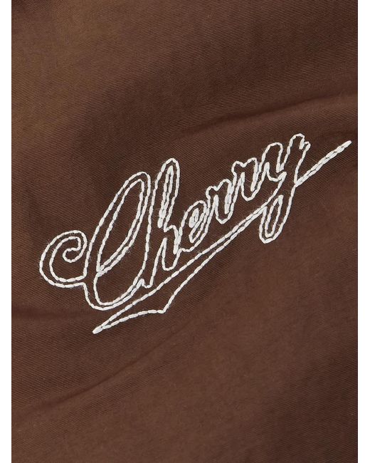 CHERRY LA Brown Logo-embroidered Nylon Jacket for men