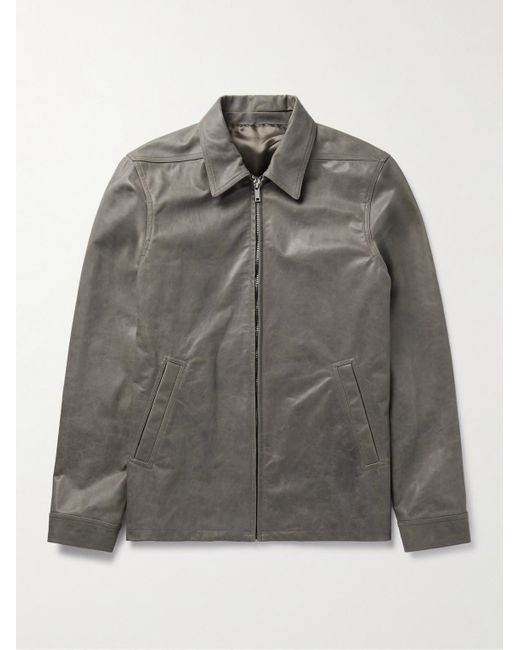 Rick Owens Gray Brad Leather Jacket for men