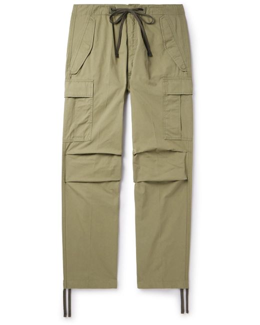 Tom Ford Green New Enzyme Straight-leg Cotton-twill Drawstring Cargo Trousers for men