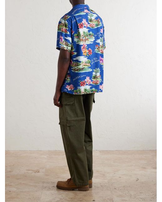 Polo Ralph Lauren Blue Camp-Collar Printed Voile Shirt for men