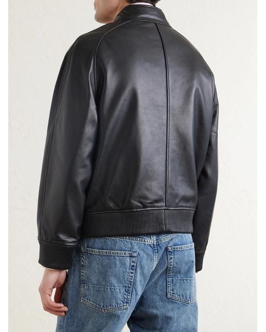 Officine Generale Black Camron Leather Jacket for men