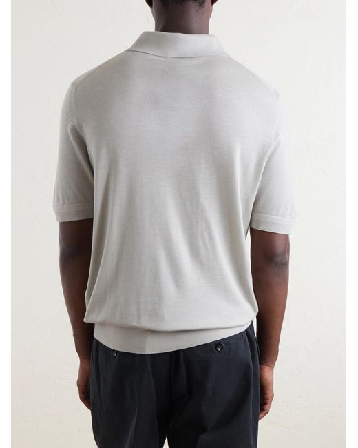 Tom Ford White Cashmere And Silk-Blend Polo Shirt for men