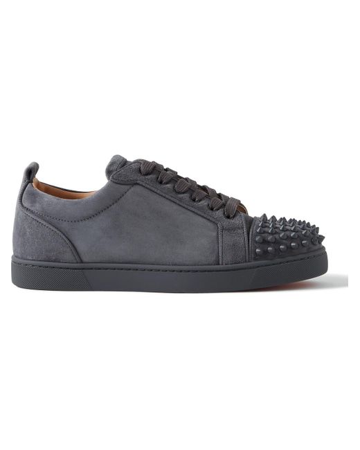 Christian Louboutin Louis Junior Spikes Cap-toe Suede Sneakers in Gray ...