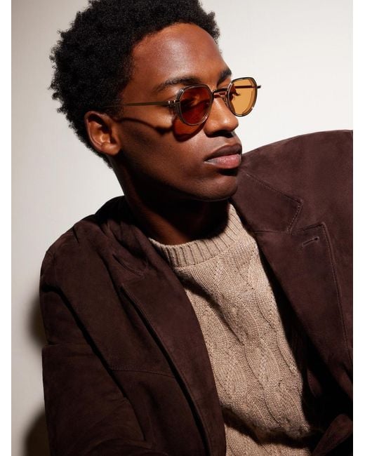 Jacques Marie Mage Natural Dixon Round-frame Gold-tone Metal Sunglasses for men