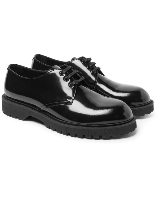 Saint Laurent Black Liverpool Patent-leather Derby Shoes for men