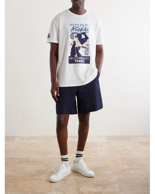 Polo Ralph Lauren White Wimbledon Printed Cotton-Jersey T-Shirt for men