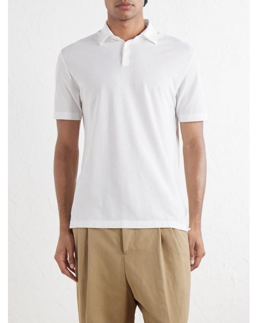 Slowear White Incotex Zanone Slim-Fit Icecotton Polo Shirt for men
