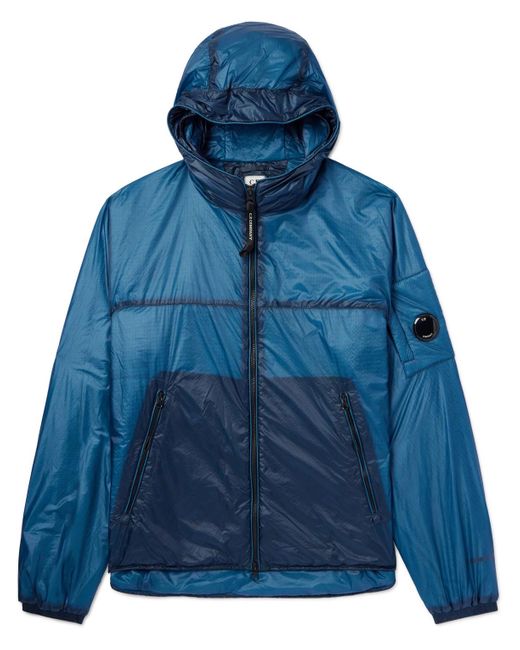 C P Company Blue Logo-appliquéd Nada Shell Hooded Jacket for men