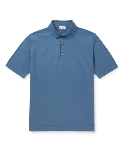 De Petrillo Blue Cotton Polo Shirt for men