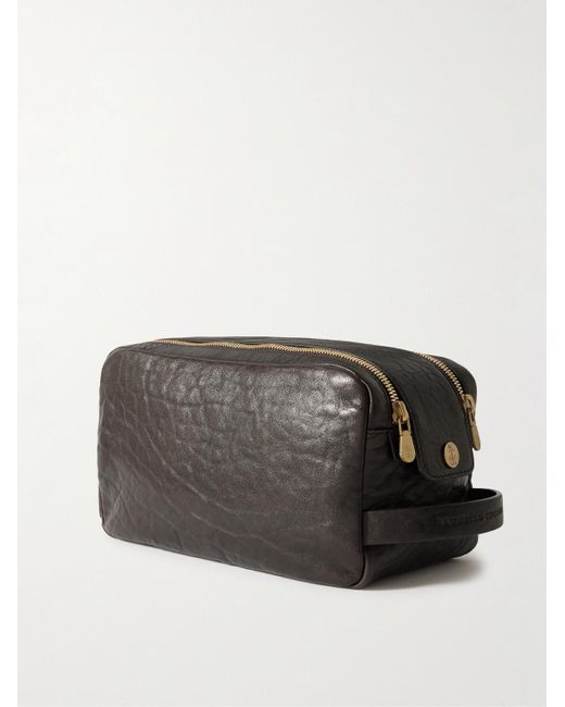 Brunello Cucinelli Black Textured-Leather Wash Bag for men