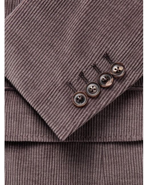 Canali Brown Kei Slim-Fit Cotton-Blend Corduroy Suit Jacket for men