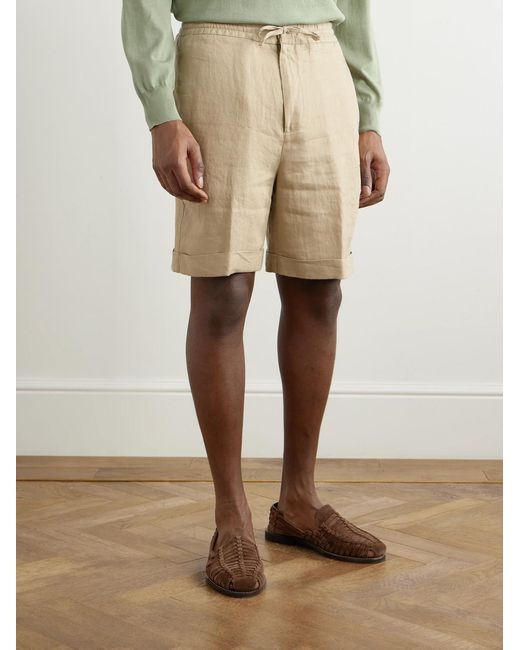 Canali Natural Straight-Leg Linen Drawstring Shorts for men