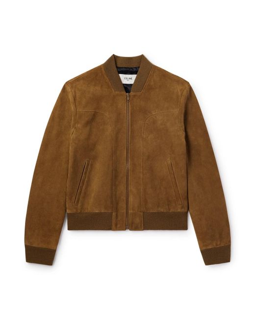 Céline Brown Suede Bomber Jacket for men