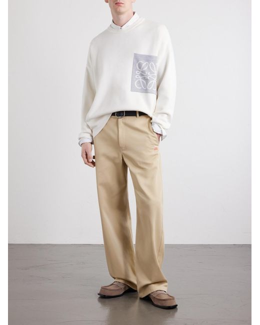 Loewe White Anagram-Intarsia Knitted Sweater for men