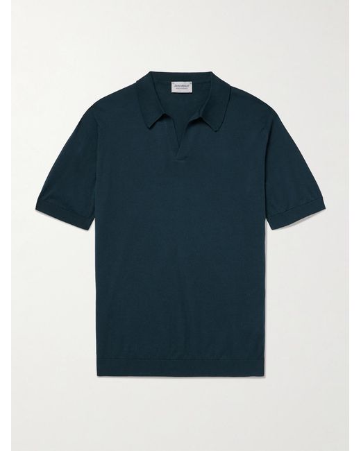 John Smedley Blue Noah Sea Island Cotton Polo Shirt for men