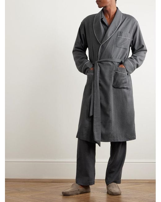 Thom Sweeney Gray Cotton Robe for men