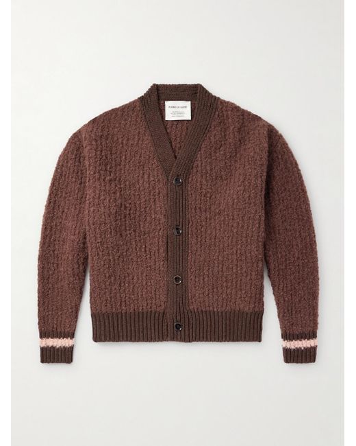 A Kind Of Guise Brown Ribbed-Knit Virgin Wool-Blend Cardigan for men