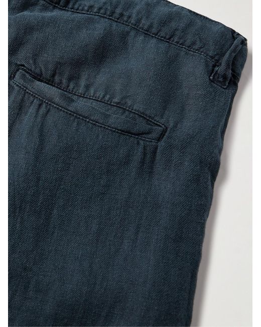 Aspesi Blue Slim-Fit Garment-Dyed Hemp-Gabardine Trousers for men