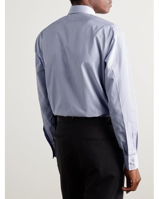 Charvet Blue Striped Cotton-Poplin Shirt for men