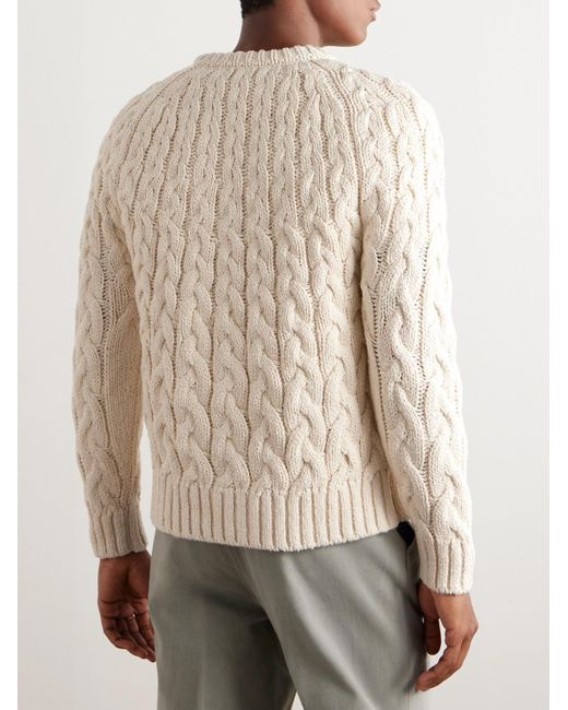 Brioni Schmal geschnittener Pullover aus Baumwolle in Zopfstrick in Natural für Herren