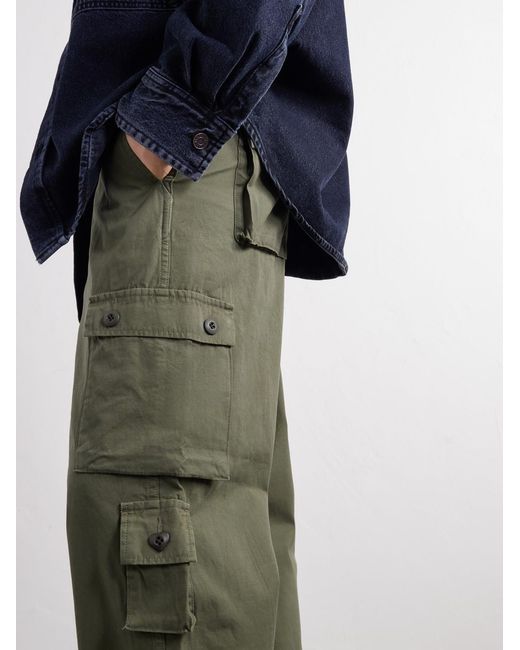 Human Made Green Straight-Leg Logo-Appliquéd Cotton Cargo Trousers for men