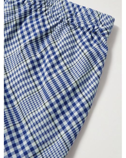 Noma T.D Blue Straight-Leg Checked Cotton Shorts for men
