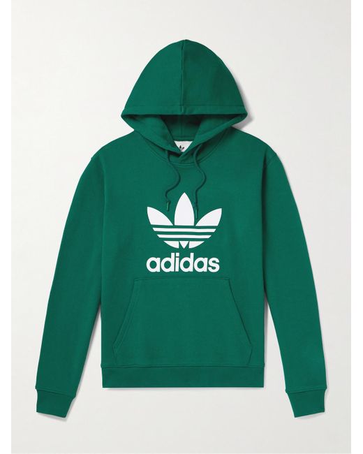 Adidas Originals Green Logo-print Cotton-jersey Hoodie for men