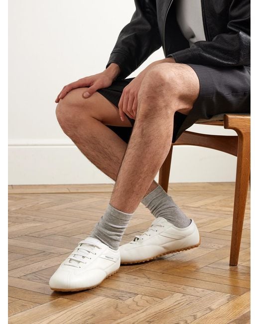 McQueen White Logo-Print Leather Sneakers for men