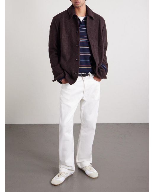 Paul Smith Blue Striped Merino Wool Polo Sweater for men