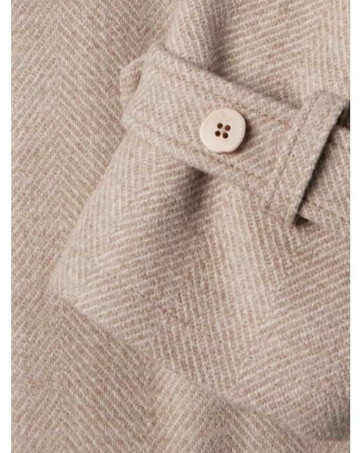 STÒFFA Natural Belted Herringbone Wool Coat for men