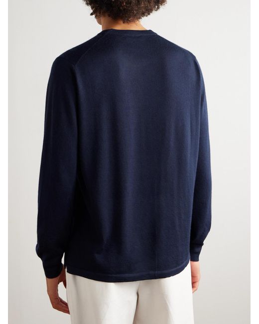 Thom Sweeney Blue Cashmere And Silk-Blend Sweater for men